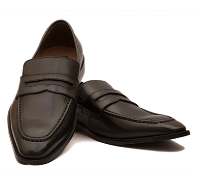 the leather box (33977) calf leather the urbane black penny loafers mens shoes